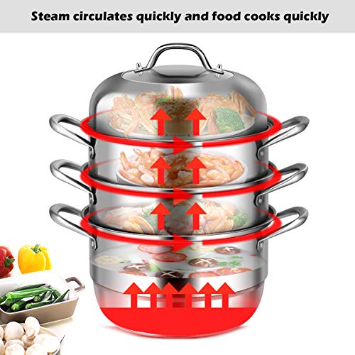 11 Inch Stainless Steel Steamer Pot with Tempered Glass Lid V226381