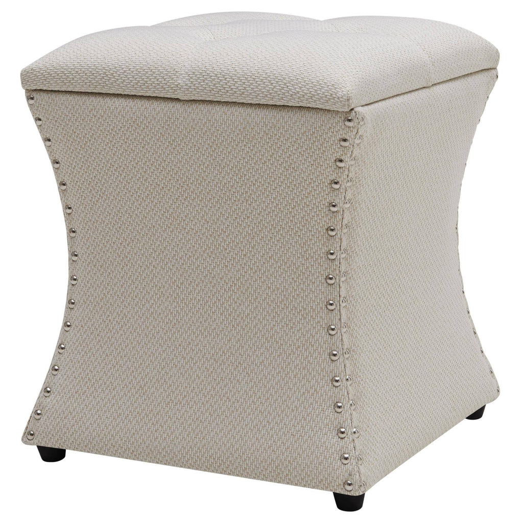 Cream Tufted Storage Ottoman I4987