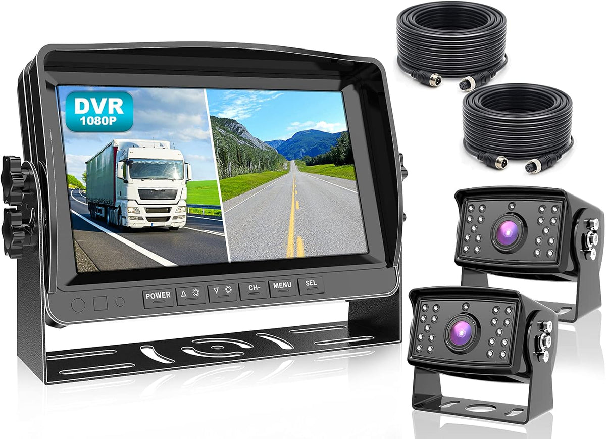 1080P 9 Wired Backup Camera System with 9-inch DVR Split Screen Monitor V980