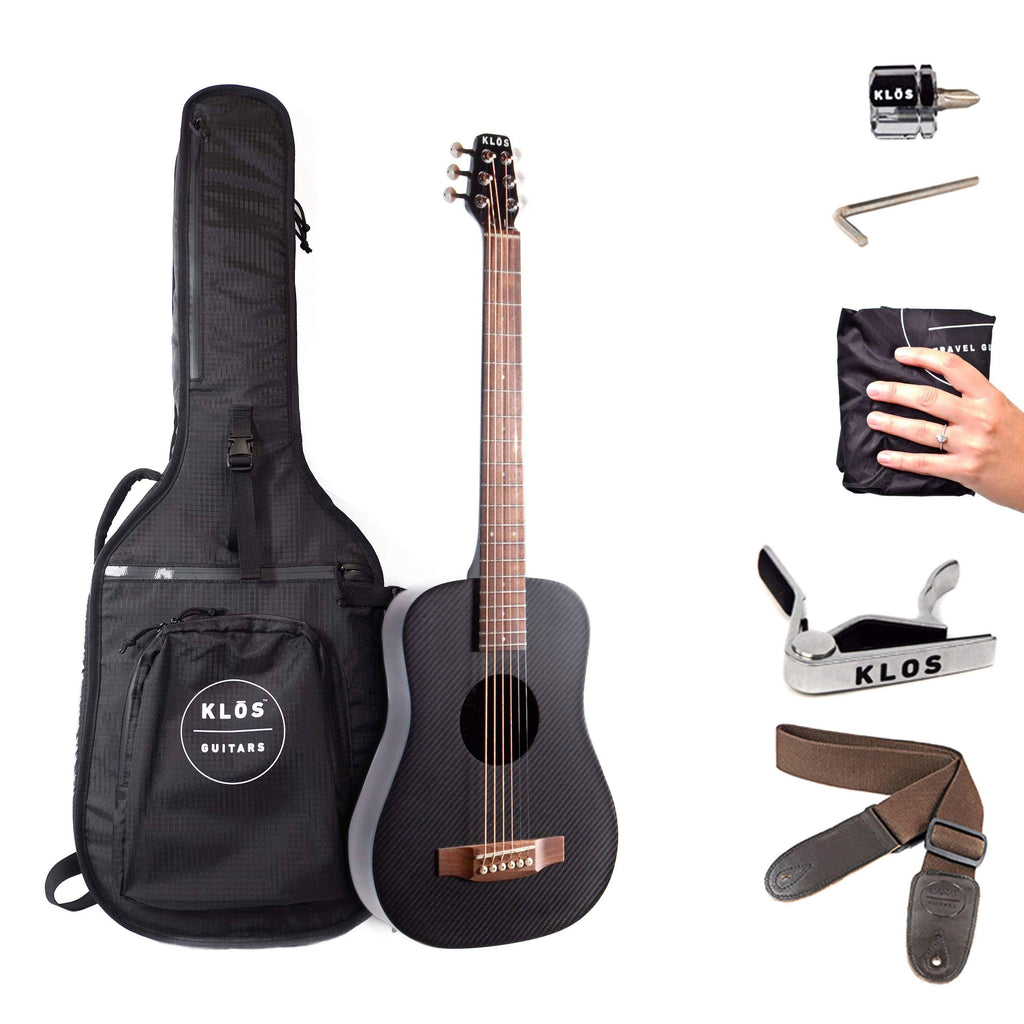 Black Carbon Fiber Acoustic Guitar with Gig Bag M2343