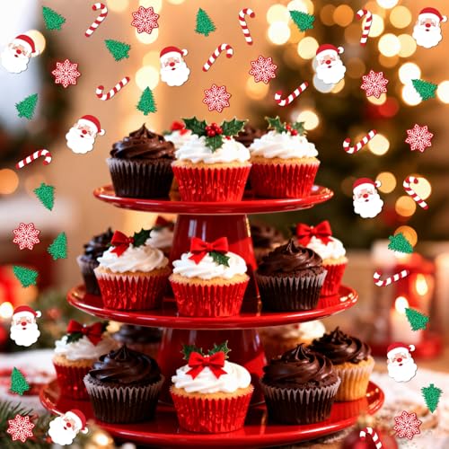 Christmas Confetti Glitter Tree Decorations Santa Claus Snowflakes Candy Canes Sprinkles N759