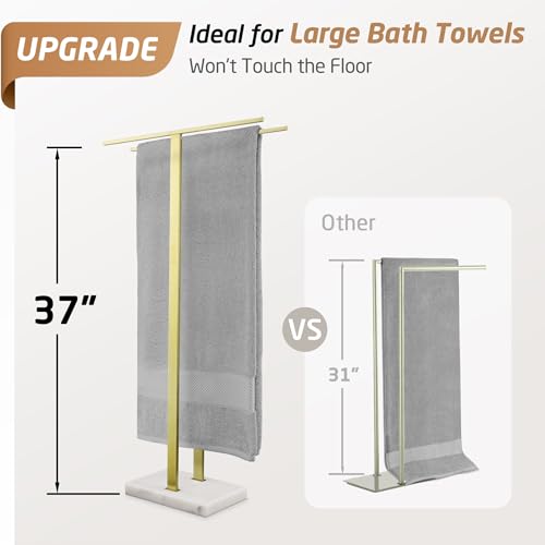 2-Tier Stainless Steel Towel Rack Stand with Marble Base Z460