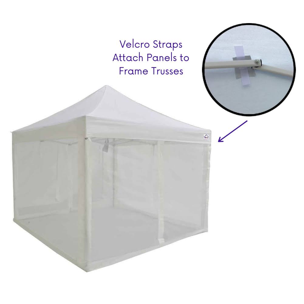 White Zippered Mesh Sidewalls for Pop-Up Tent Canopy K144816