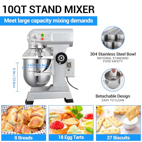 15Qt 600W Commercial Food Mixer, 3-Speed Adjustable Heavy Duty Stand Mixer with Stainless Steel Bowl L4265