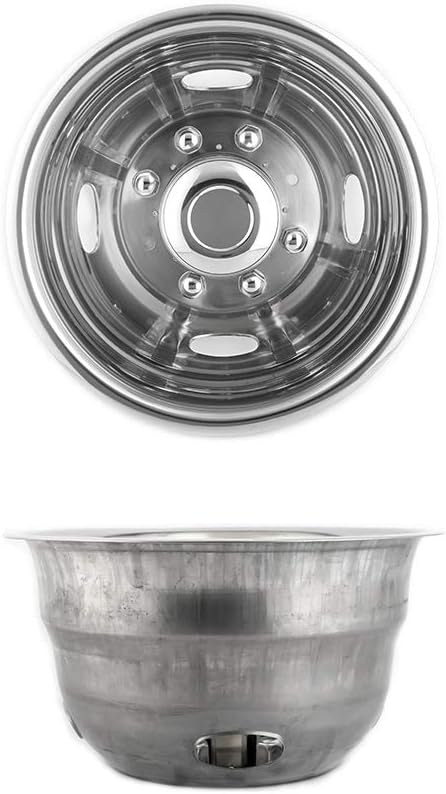 4pcs 17inch Polished Stainless Steel Dually Wheel Simulators, 8 Lug 4 Hand Hole Hubcaps J150337