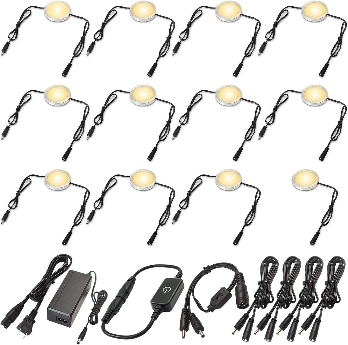 Under Cabinet LED Lighting Kit, Touch Dimmable, 12 Lights, Warm White H658