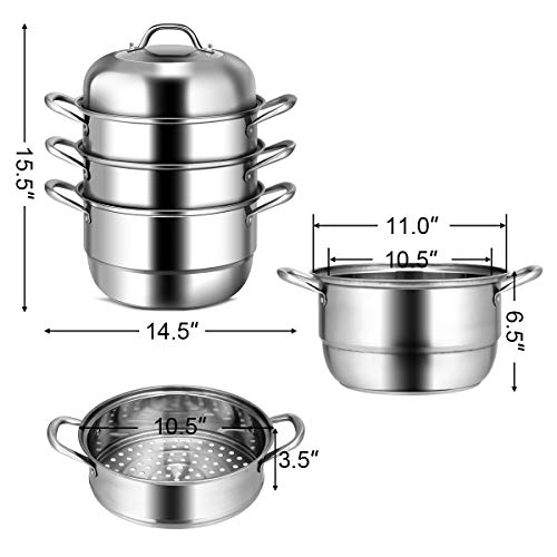 11 Inch Stainless Steel Steamer Pot with Tempered Glass Lid V226381