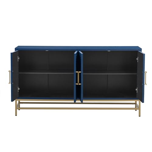 Navy Wooden Accent Storage Cabinet with 4 Doors and Adjustable Shelves G89905