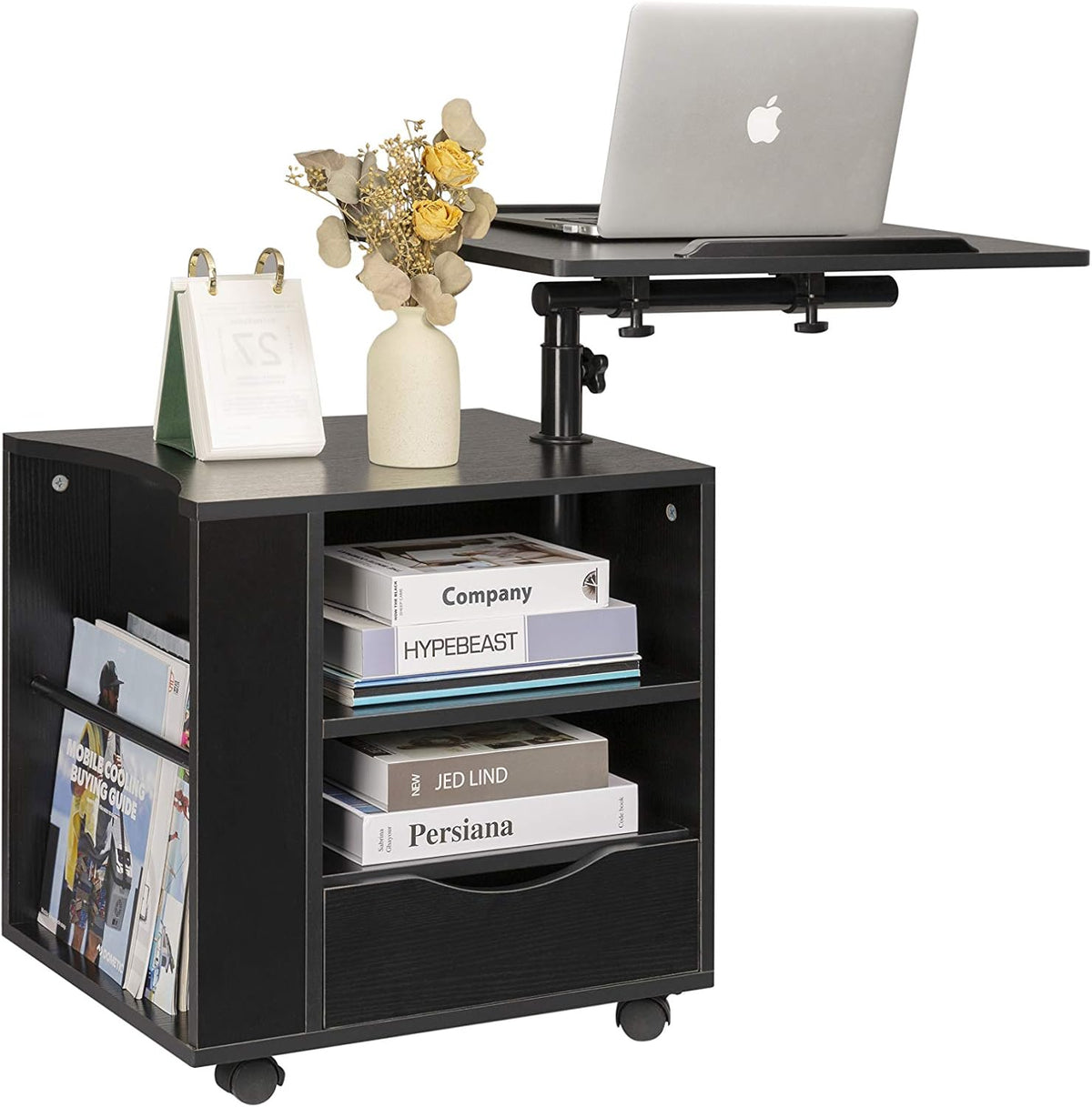 Black Wooden Nightstand with Drawers M878885