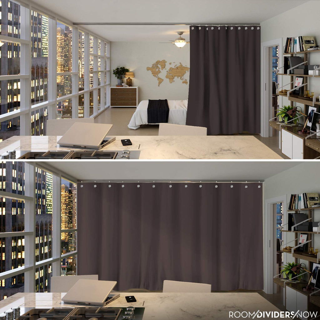 Dark Chocolate Ceiling Track Room Divider Kit, 8ft Tall x 9ft - 12ft Wide X403630