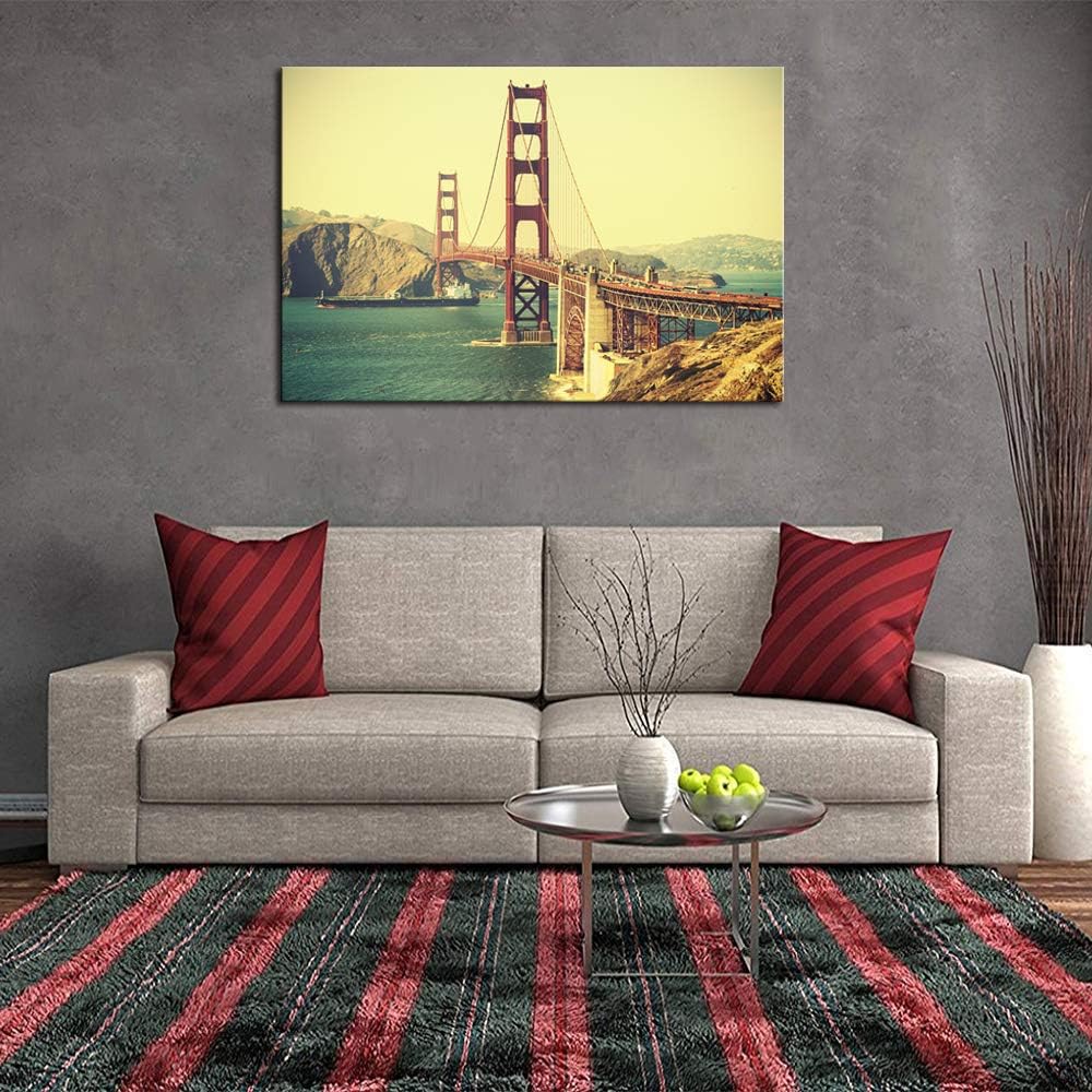 Golden Gate Bridge Canvas Wall Art Cityscape at Sunset E117107