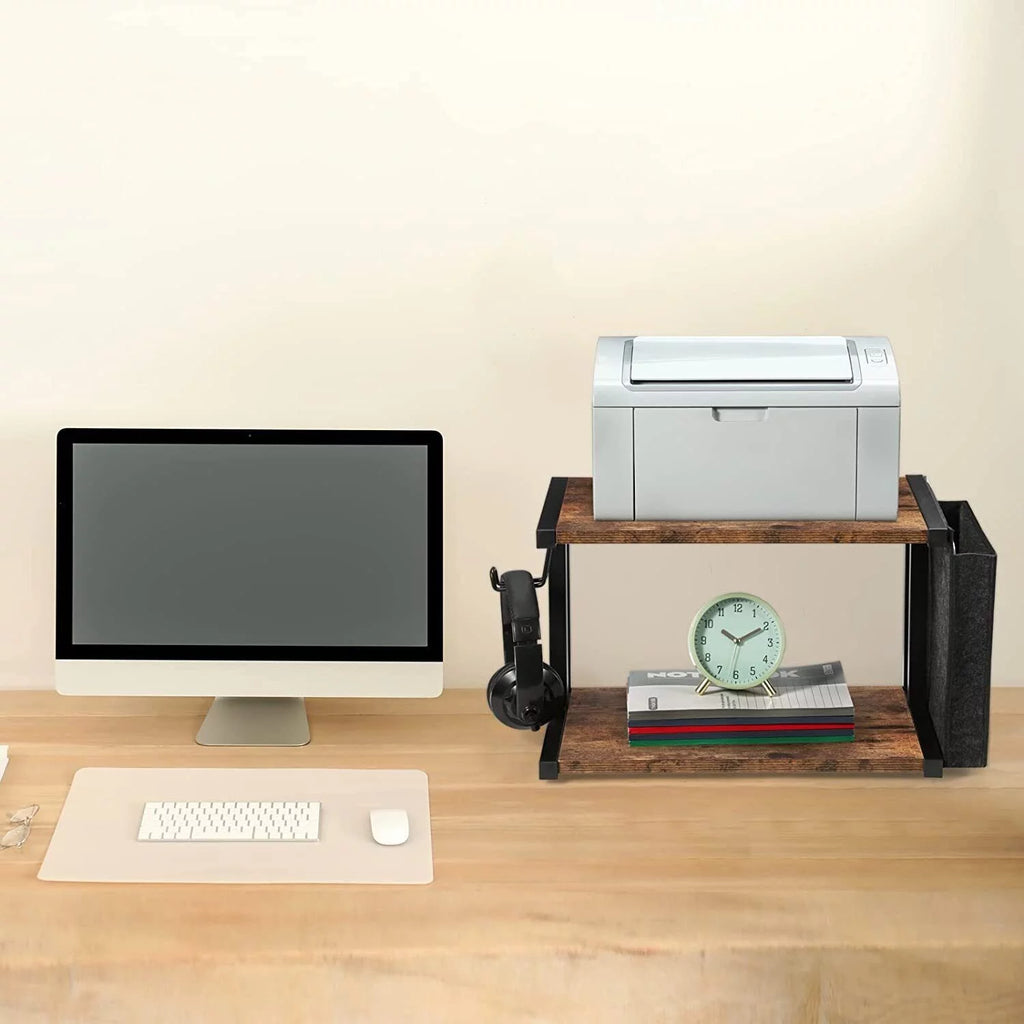 2-Tier Mobile Printer Stand Shelf with Storage Under Desk Printer Cart G942916