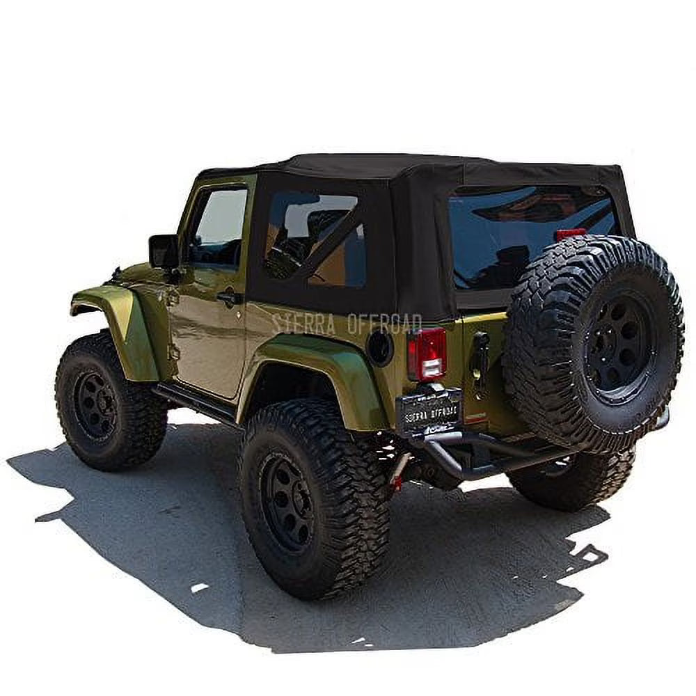 Black Twill Canvas 2 Door Jeep Soft Top with Rear Plastic Tinted Windows C566