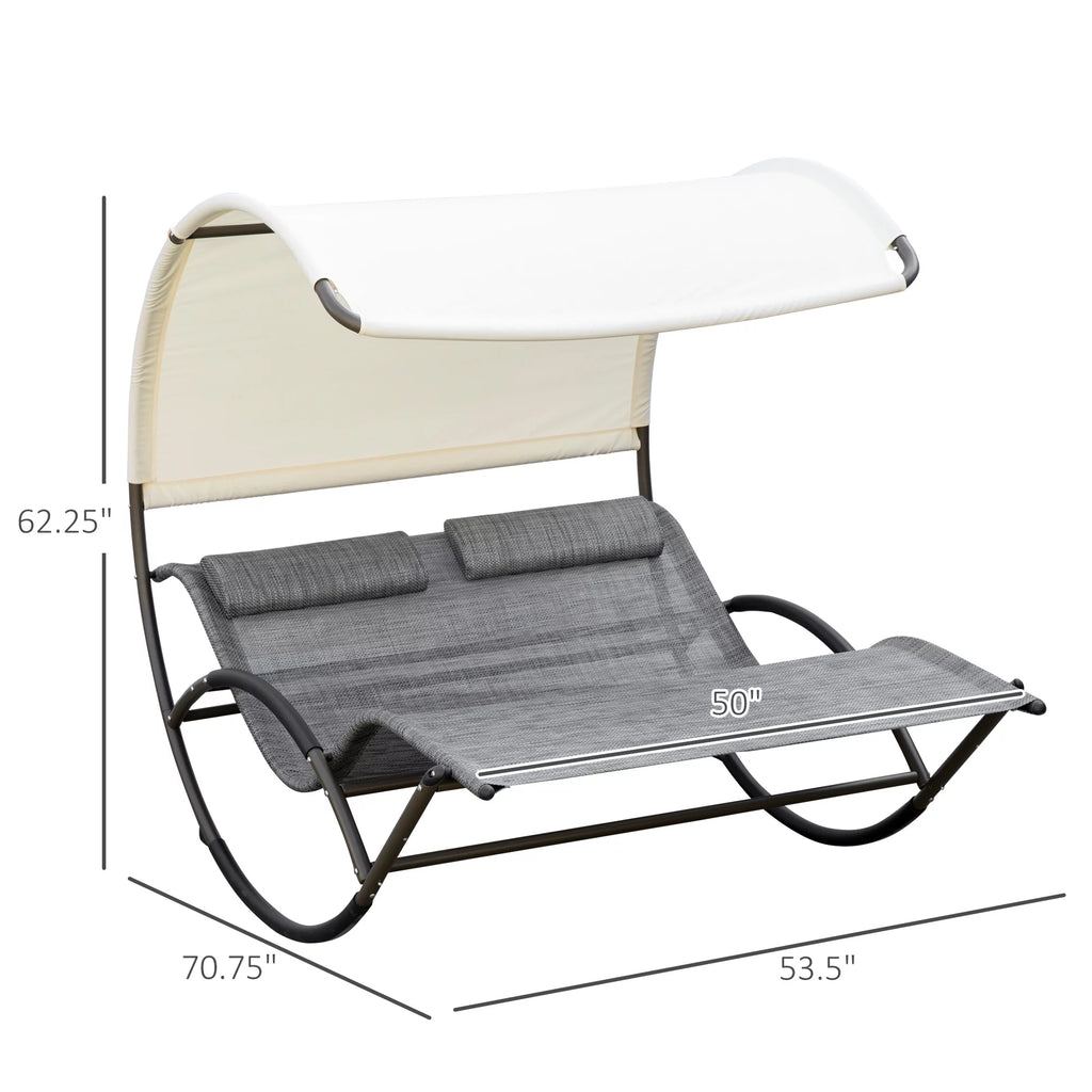 Gray Outdoor Rocking Bed with Canopy S6921
