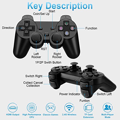 Wireless Retro Game Console Stick with 2 Pack 2.4G Wireless Controllers D257556