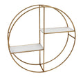 24 in. Metal & Wood Round Shelf White & Gold P340