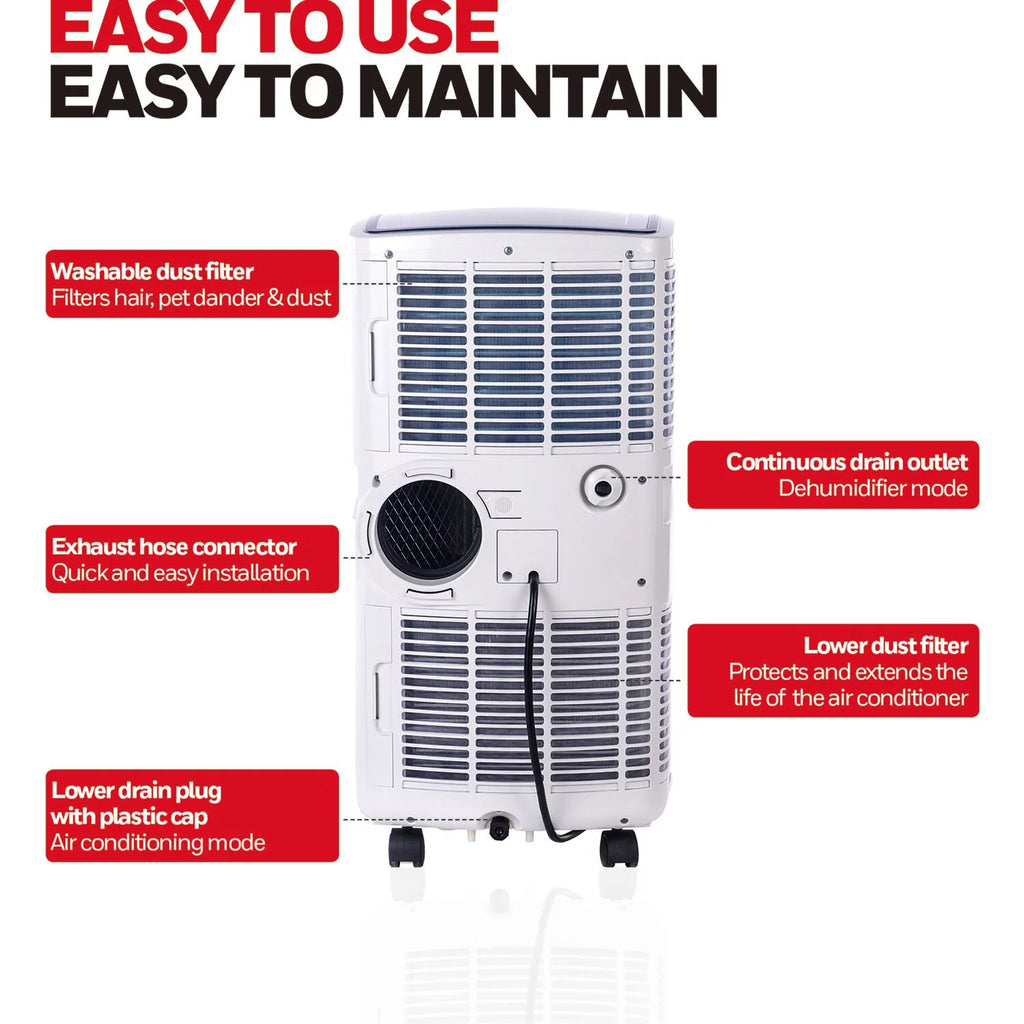 6,800 BTU 115-Volt Portable Air Conditioner with Remote, White/Black A647