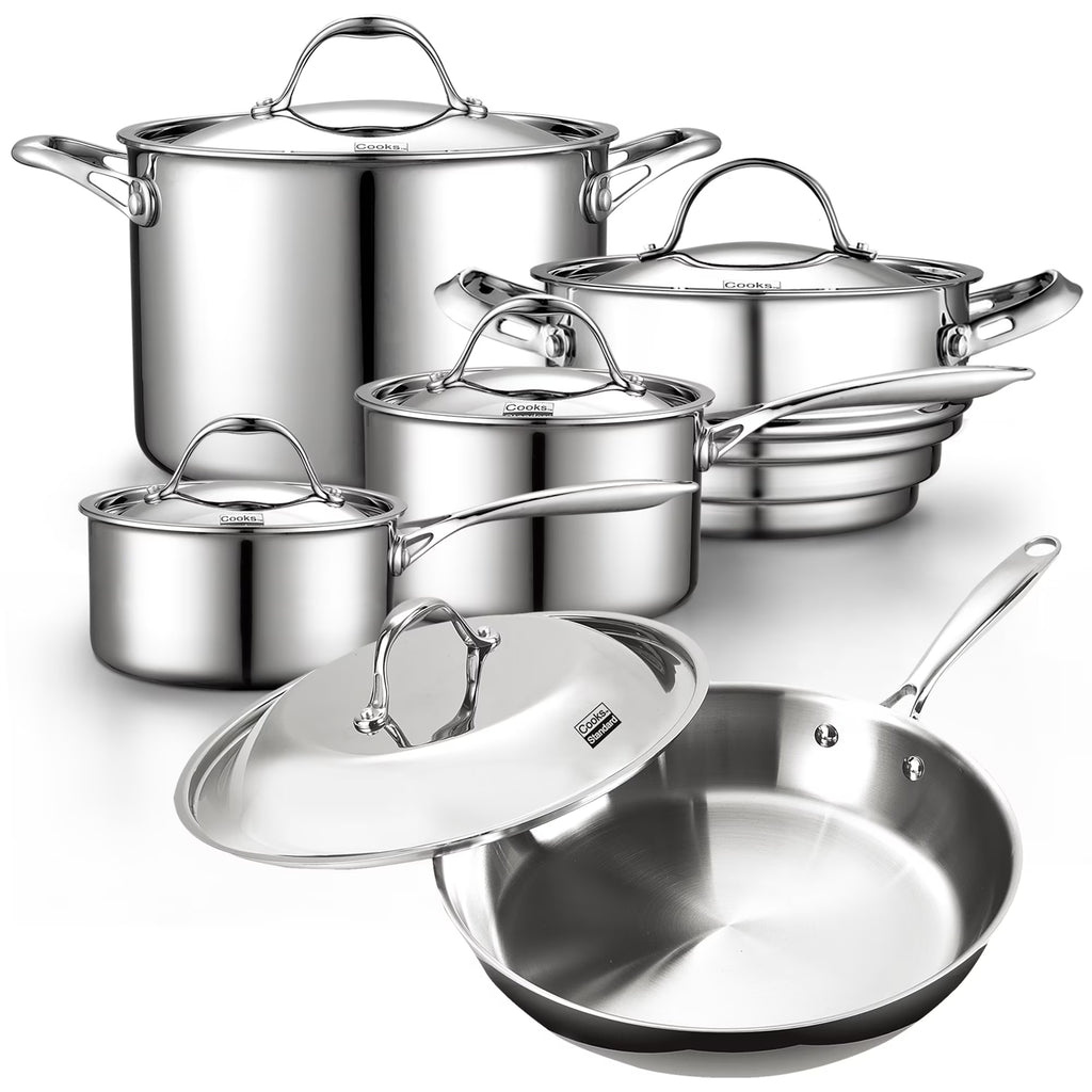 10-Piece Stainless Steel Cookware Set with Fry Pan L155109
