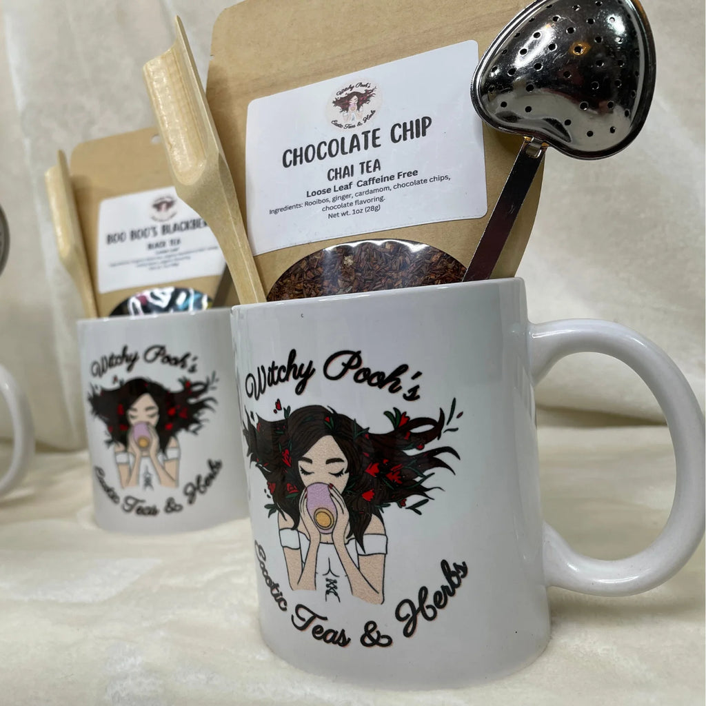 Mint Chocolate Mocha Herbal Tea Gift Mug Set with Heart Infuser C366