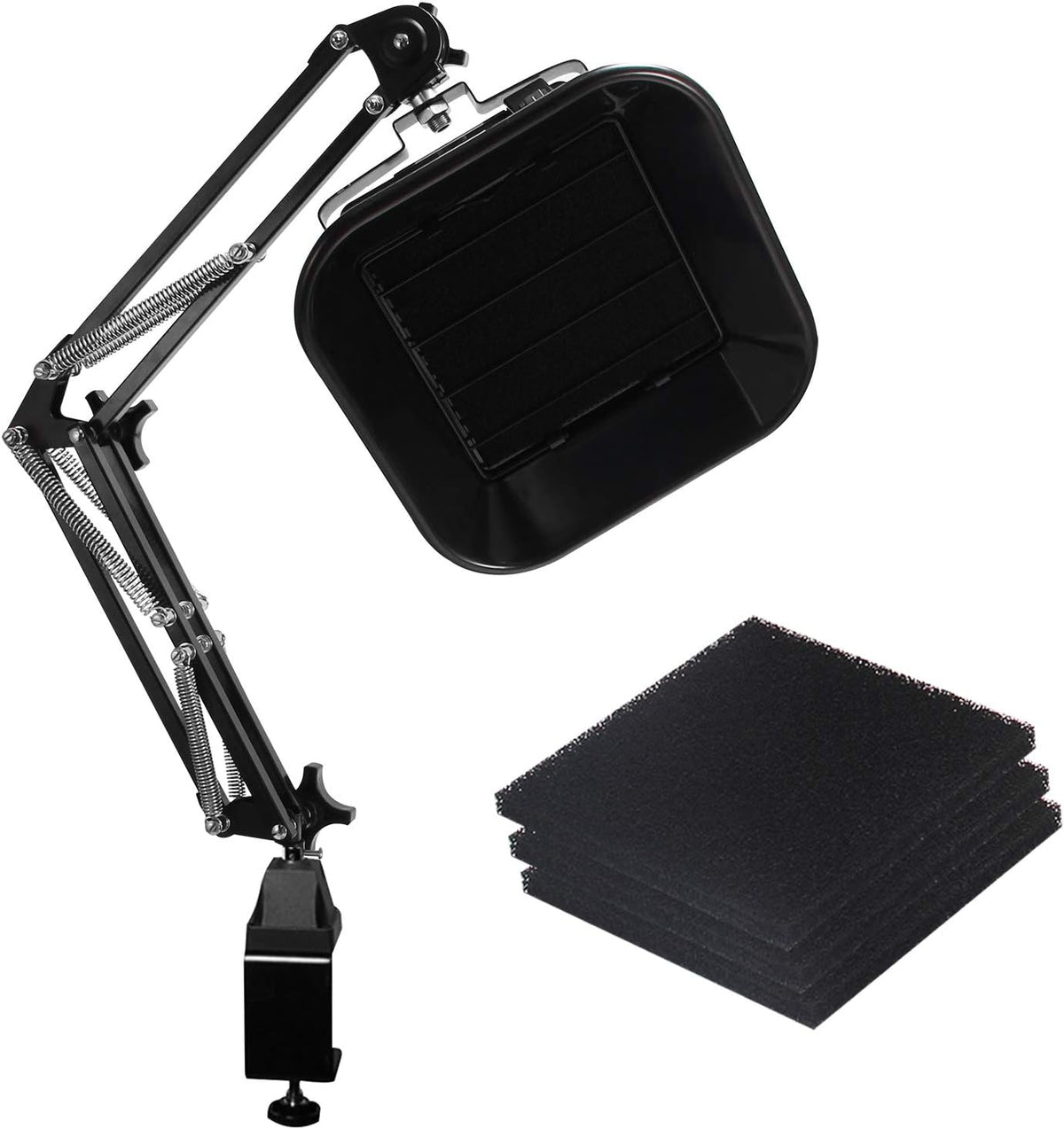Fume Extractor Solder Smoke Absorber with Table Clamp 3pcs Active Carbon Filter Sponge 100-240V K5638