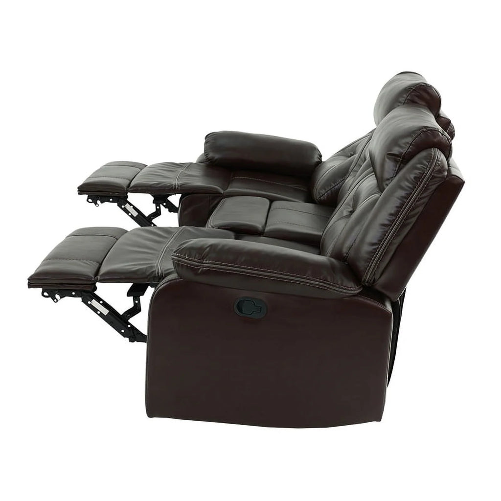 Dark Brown Leatherette Recliner Sofa I58093