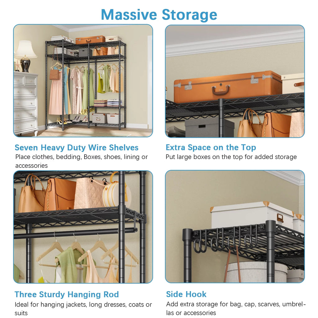 L Shaped Corner Closet System Black D850422