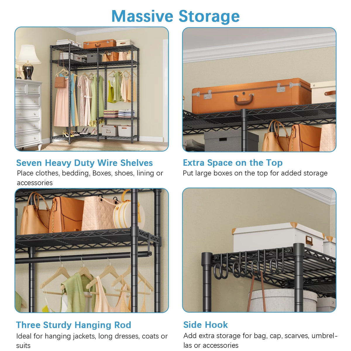 L Shaped Corner Closet System Black D850422