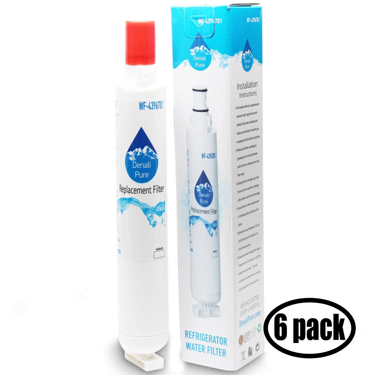 6-Pack Replacement Refrigerator Water Filter Cartridge T241