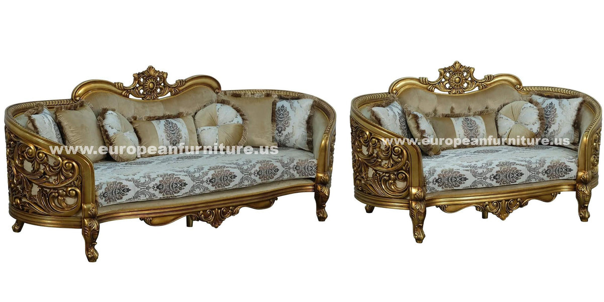 Antique-Bronze Jacquard Fabric Sofa Set 2 L1054