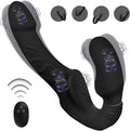 Black Strapless Strap On Dildo Vibrator with Remote Control X614693