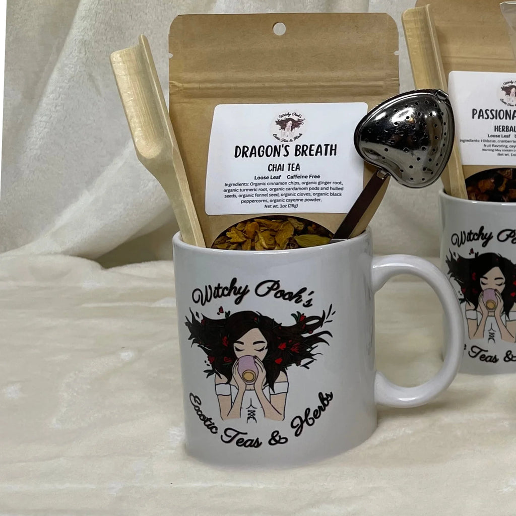 Mint Chocolate Mocha Herbal Tea Gift Mug Set with Heart Infuser C366