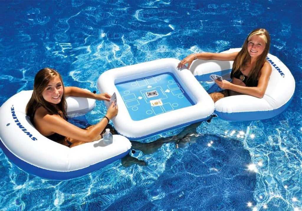 33" Inflatable 3-Piece Poker Game Deck and Chairs with Waterproof Playing Cards W949336