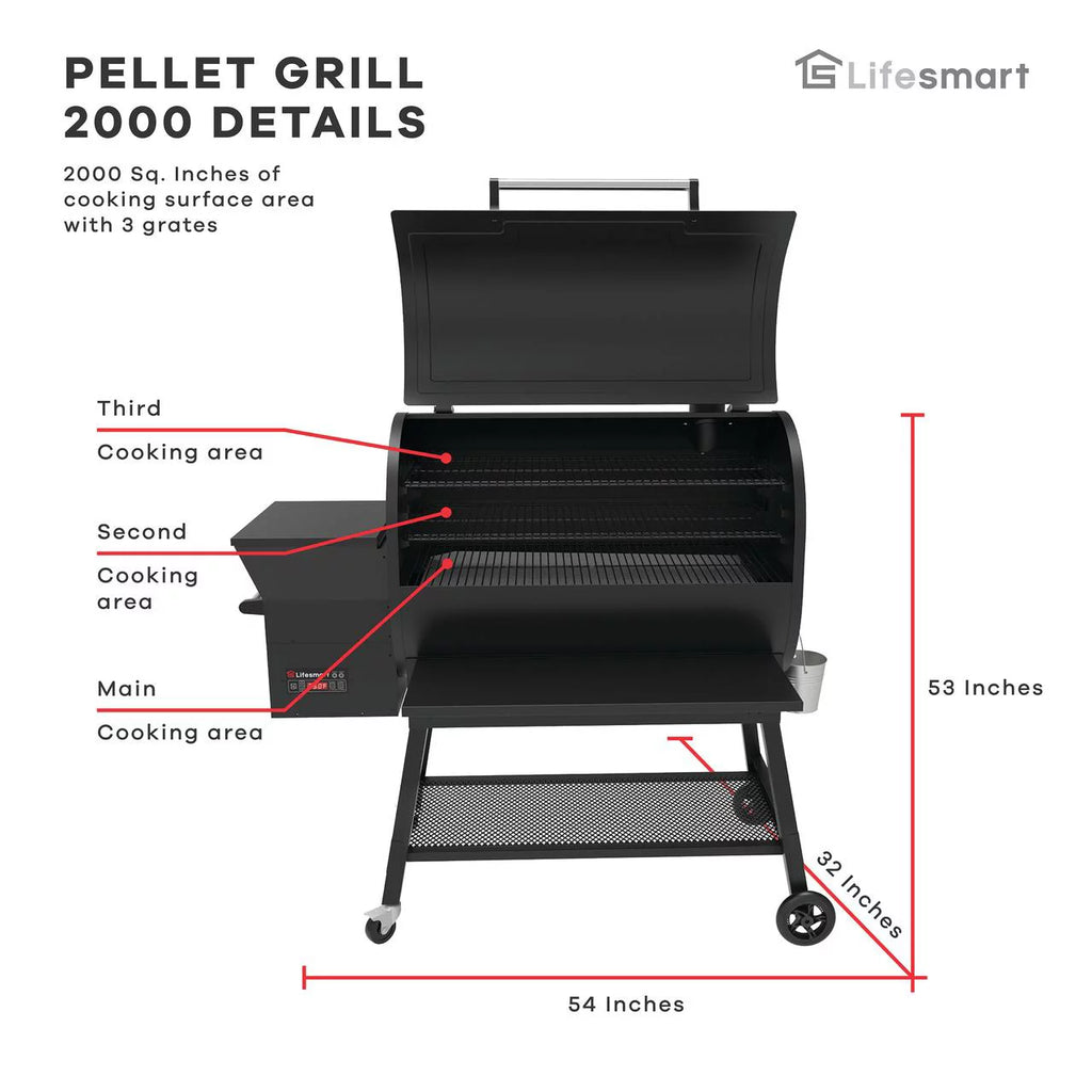 2000 Square Inch Pellet Grill and Smoker with Dual Meat Probes D308037