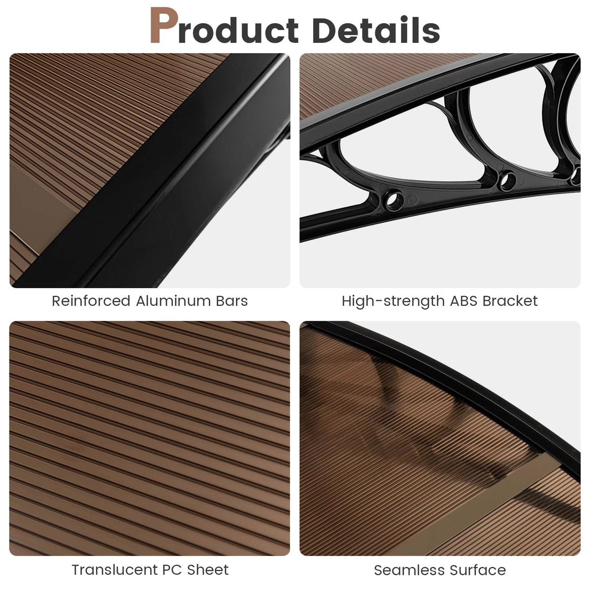 80'' x 40'' Coffee Patio Awning Canopy W813