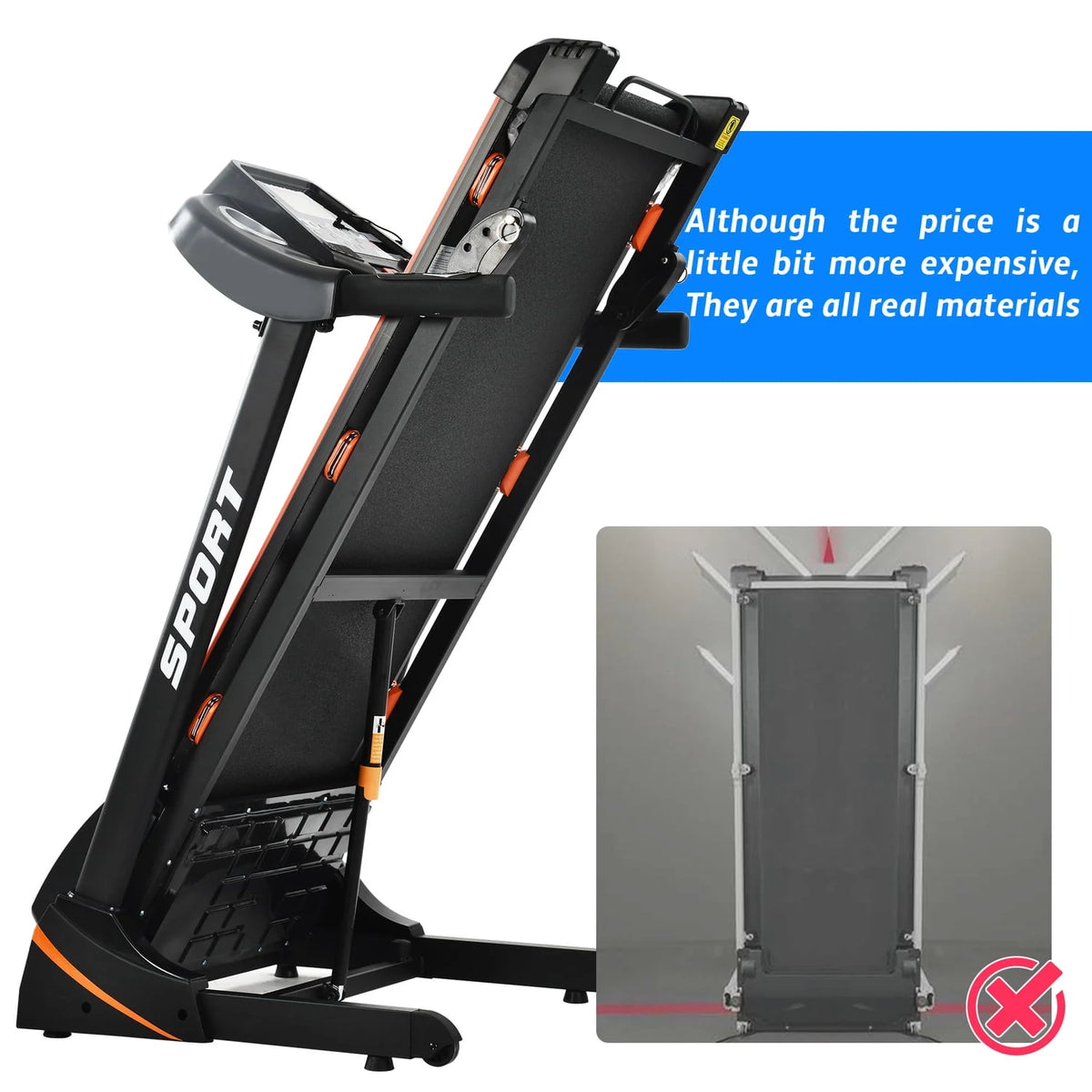 3.5 HP Folding Treadmill 330 LB Capacity D747432