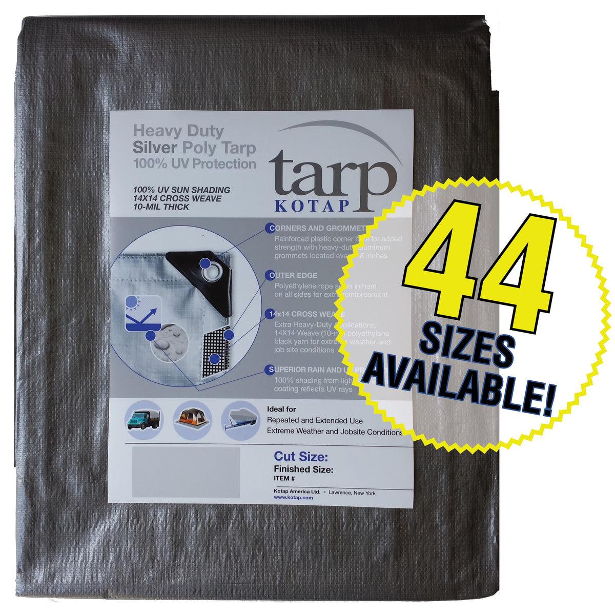 12-ft x 32-ft Heavy-Duty Silver Poly Tarp L3618
