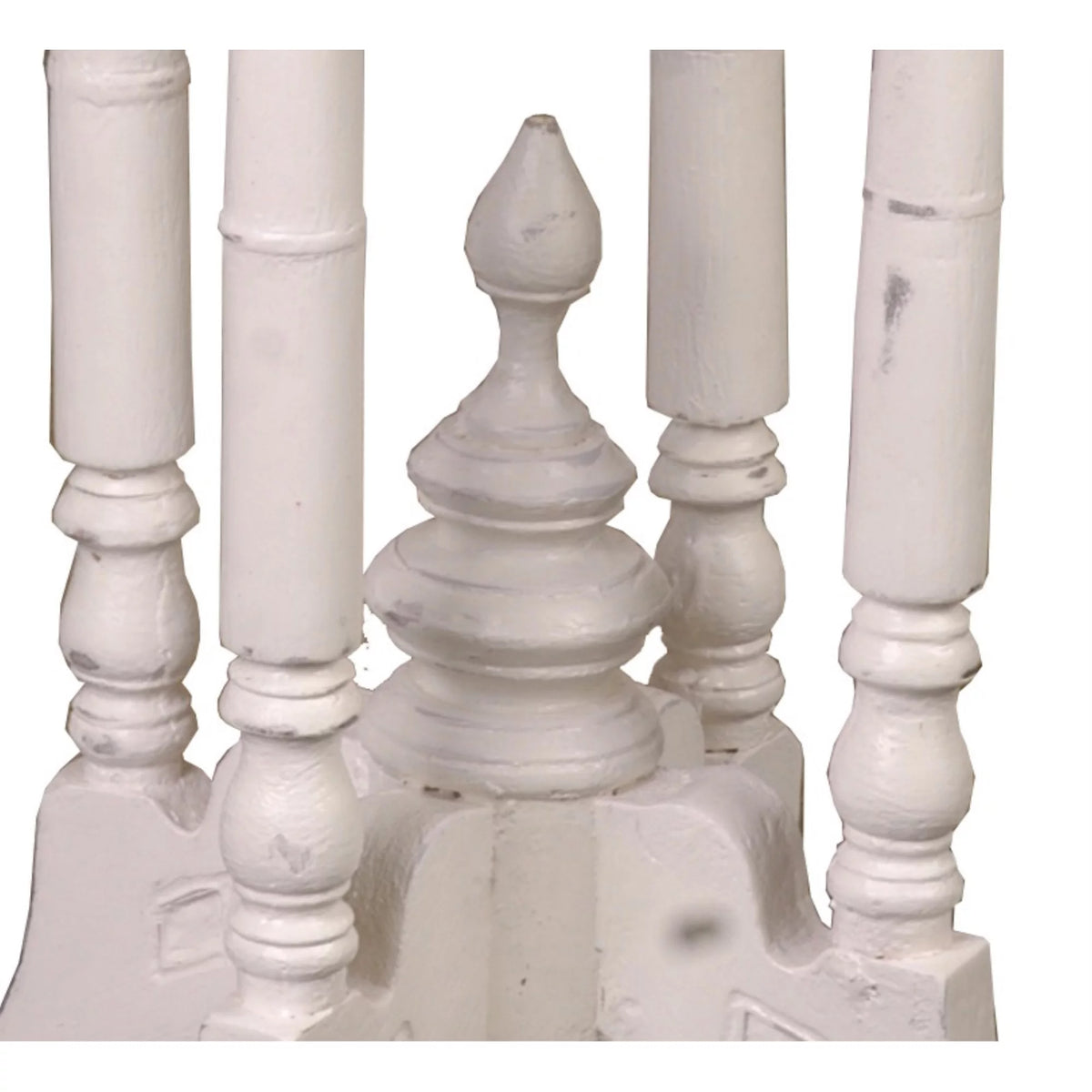 Round End Table in Distressed White and Brown Wood X968