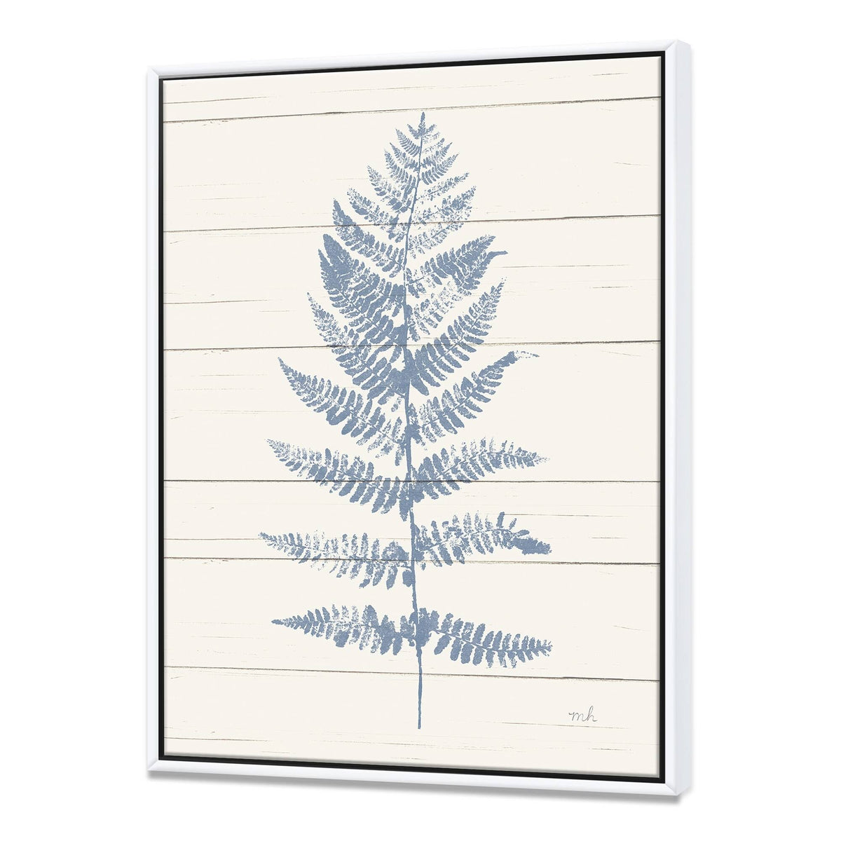 Blue Fern Print on Wood Framed Canvas, 16 inch x 32 inch H291470