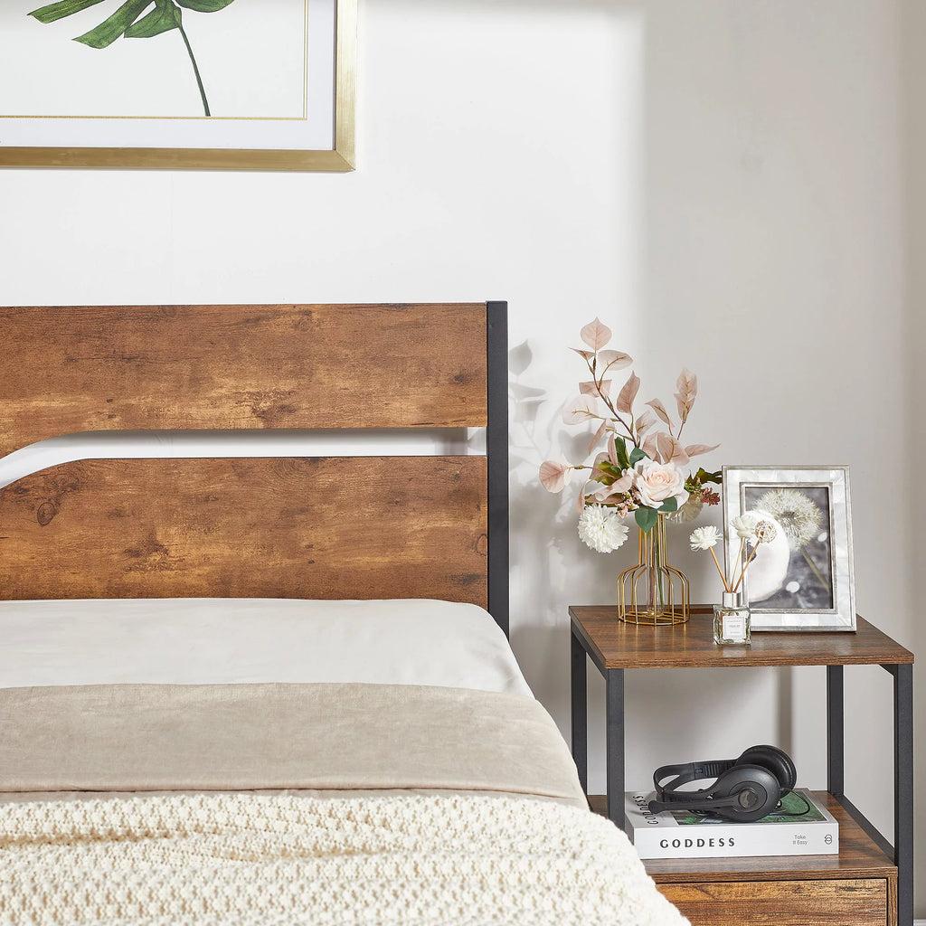 3-Piece Full Bedroom Set with Platform Bed Frame and 2 Nightstand I17668