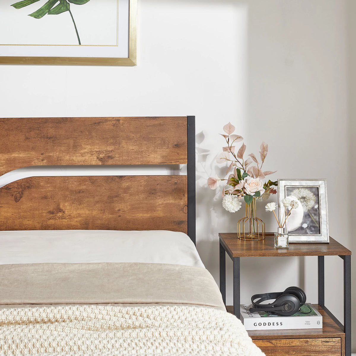 3-Piece Full Bedroom Set with Platform Bed Frame and 2 Nightstand I17668