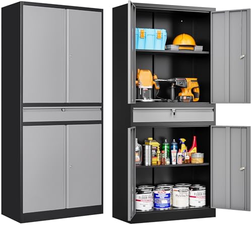 75 inch Black Metal Storage Cabinet with Wheels and Lock F1938