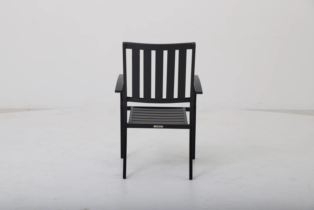 Black Set of 4 Steel Outdoor Dining Chair Q120