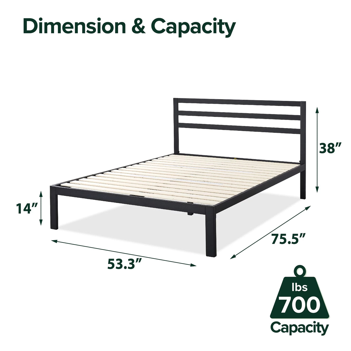 Queen Metal Platform Bed Frame with Headboard E178