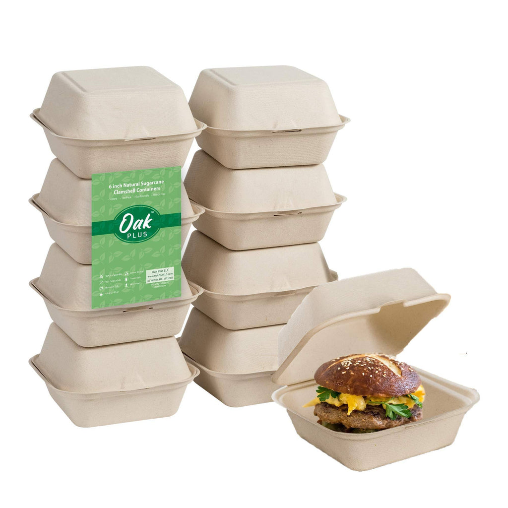 Disposable Sugarcane Clamshell Containers 300 Pack 450ml O60065