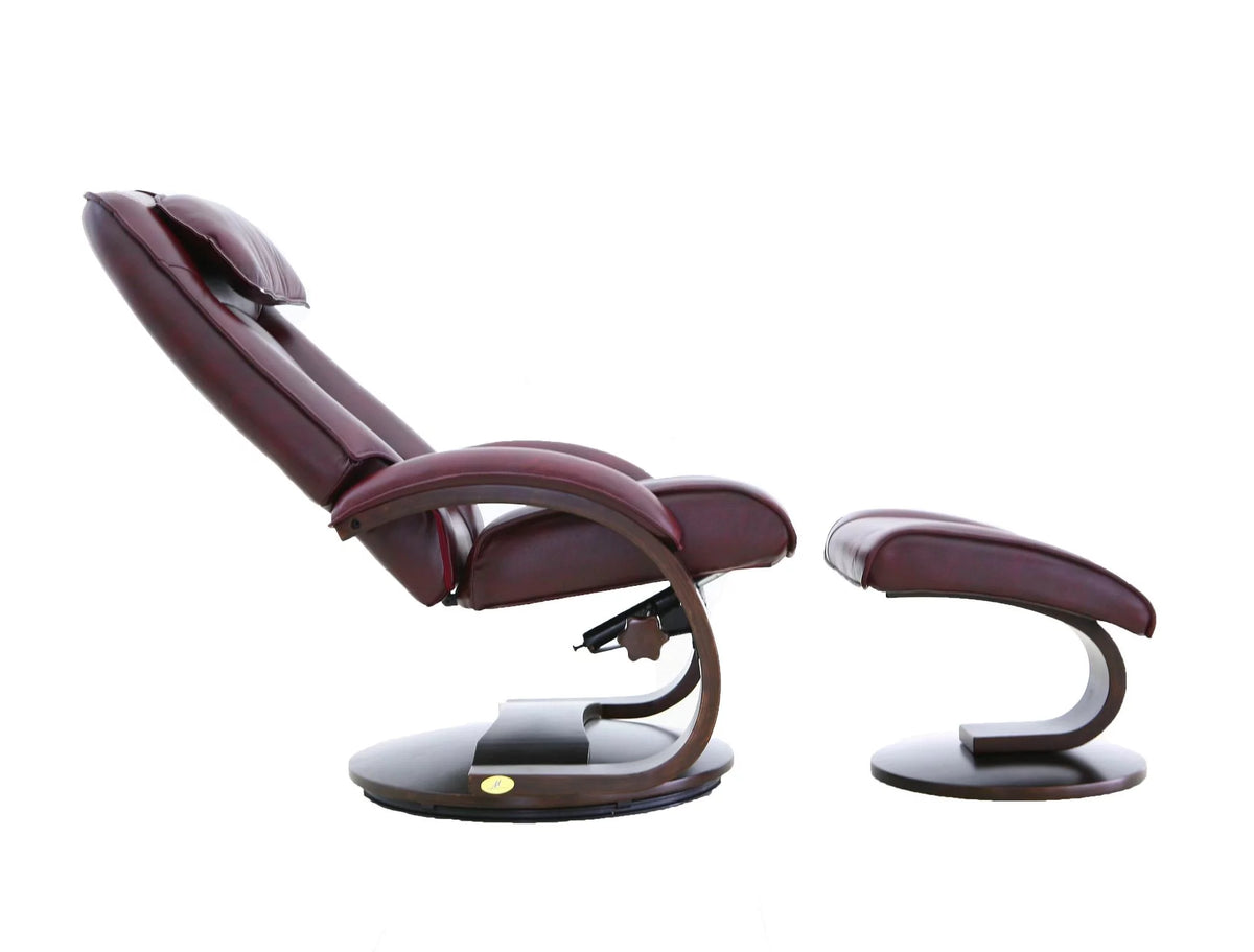 Merlot Red Recliner Chair with Ottoman V48683