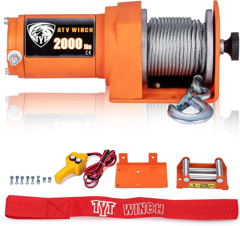 12V Electric 4500 lb Winch Kit with Steel Cable and 2 Wireless Remote S622