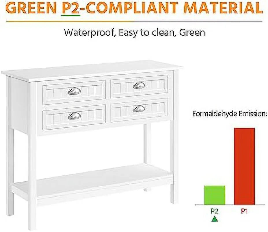 White 4 Drawer 2 Tier Console Table F14727