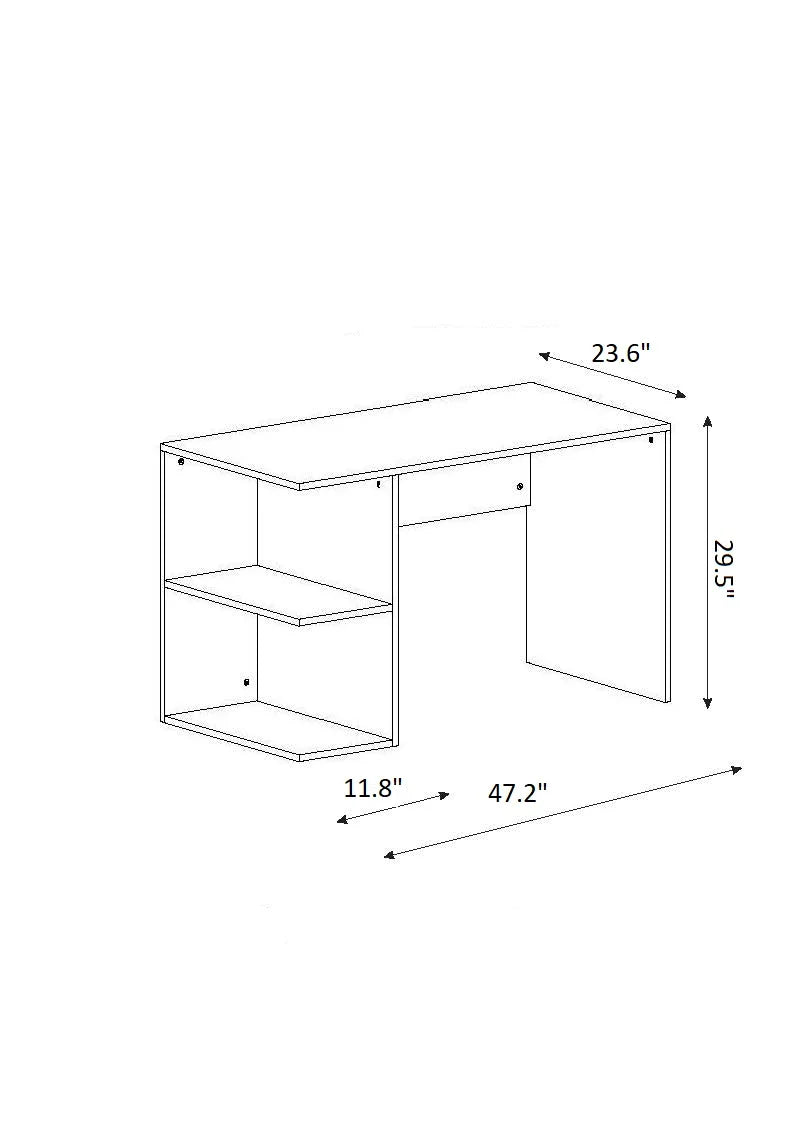 2 Tier White Walnut Modern Desk Q676810