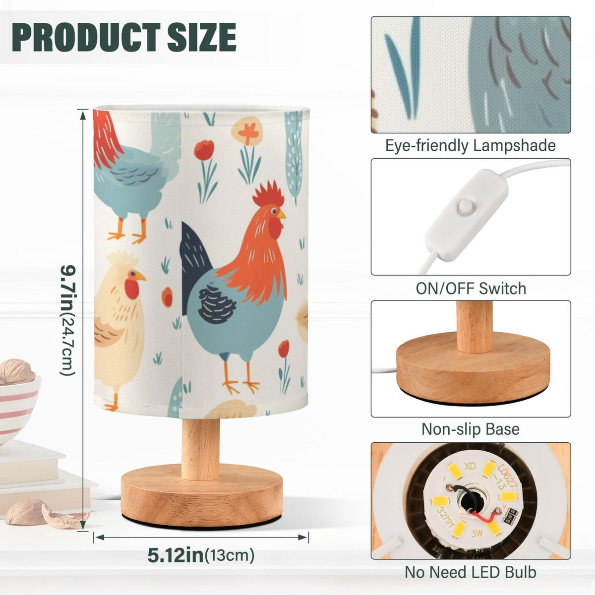 Retro Cylinder Bedside Table Lamp with USB Charging Port O605