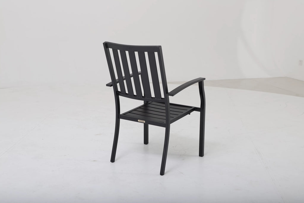 Black Set of 4 Steel Outdoor Dining Chair Q120